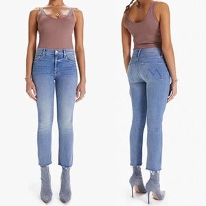 MOTHER The Mid Rise Dazzler Crop Fray Blowing Kisses Size 30